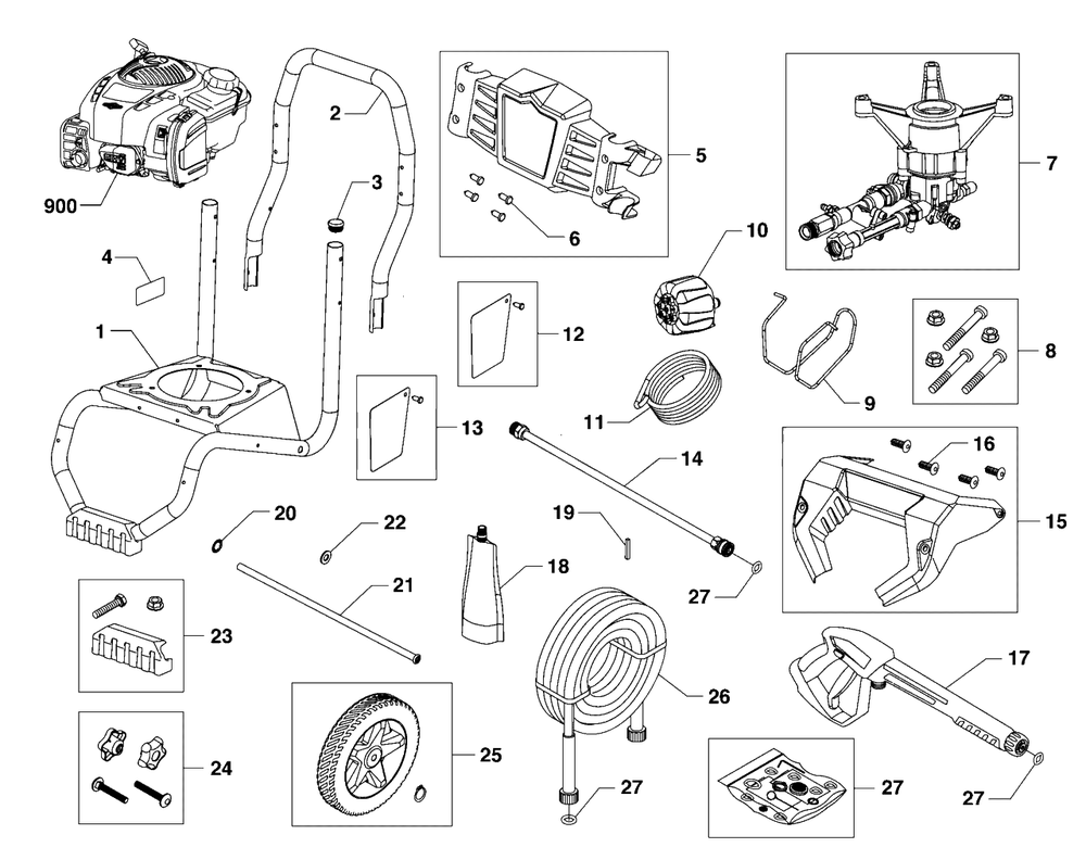 Main Unit (80104371) Diagram and Parts List for 020829-00  Briggs and Stratton Pressure Washer
